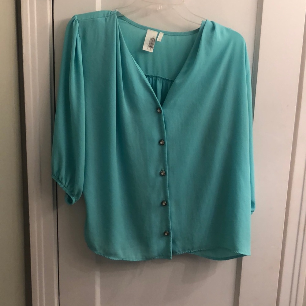 Francesca’s teal top
